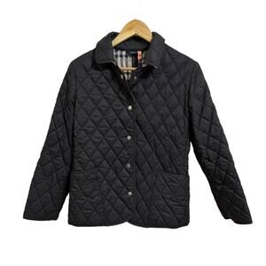Burberry London Women's Black Snap Button Quilted Jacket Sz XS